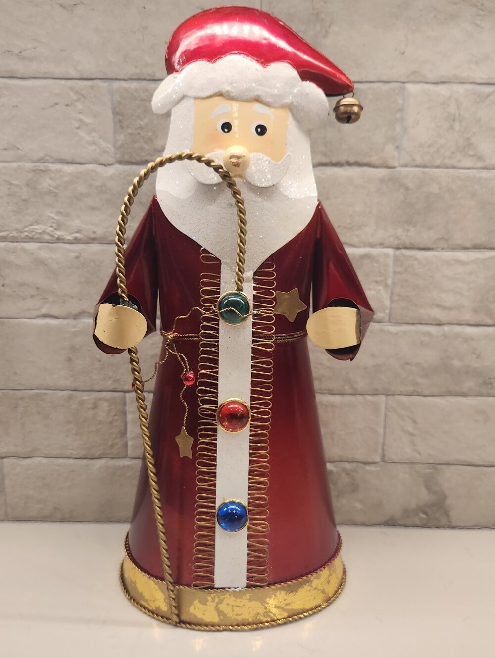 Festive Tin Red Santa Figurine